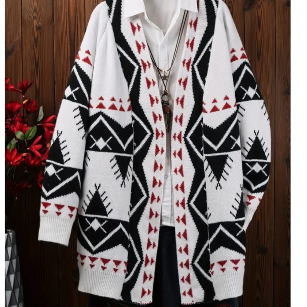 NEW! BohoAztec  Geometric Pattern cardigan Sweater
